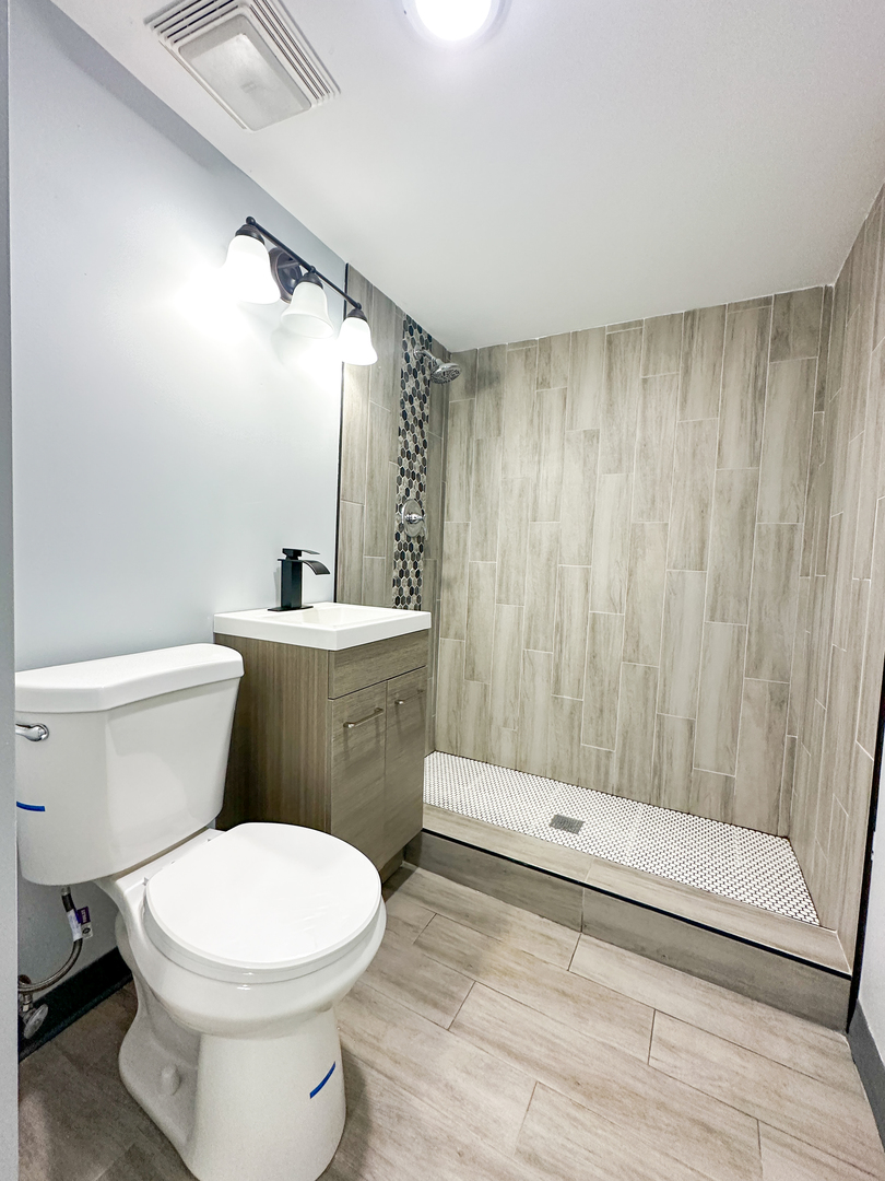 646 Frances Street Phoenix, IL 60426 - Photo 10 of 30 a bathroom with a sink a toilet a mirror and shower