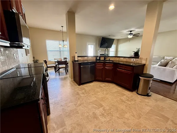 a large kitchen with lots of counter top space