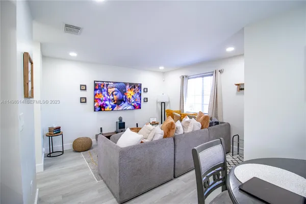 a living room with furniture