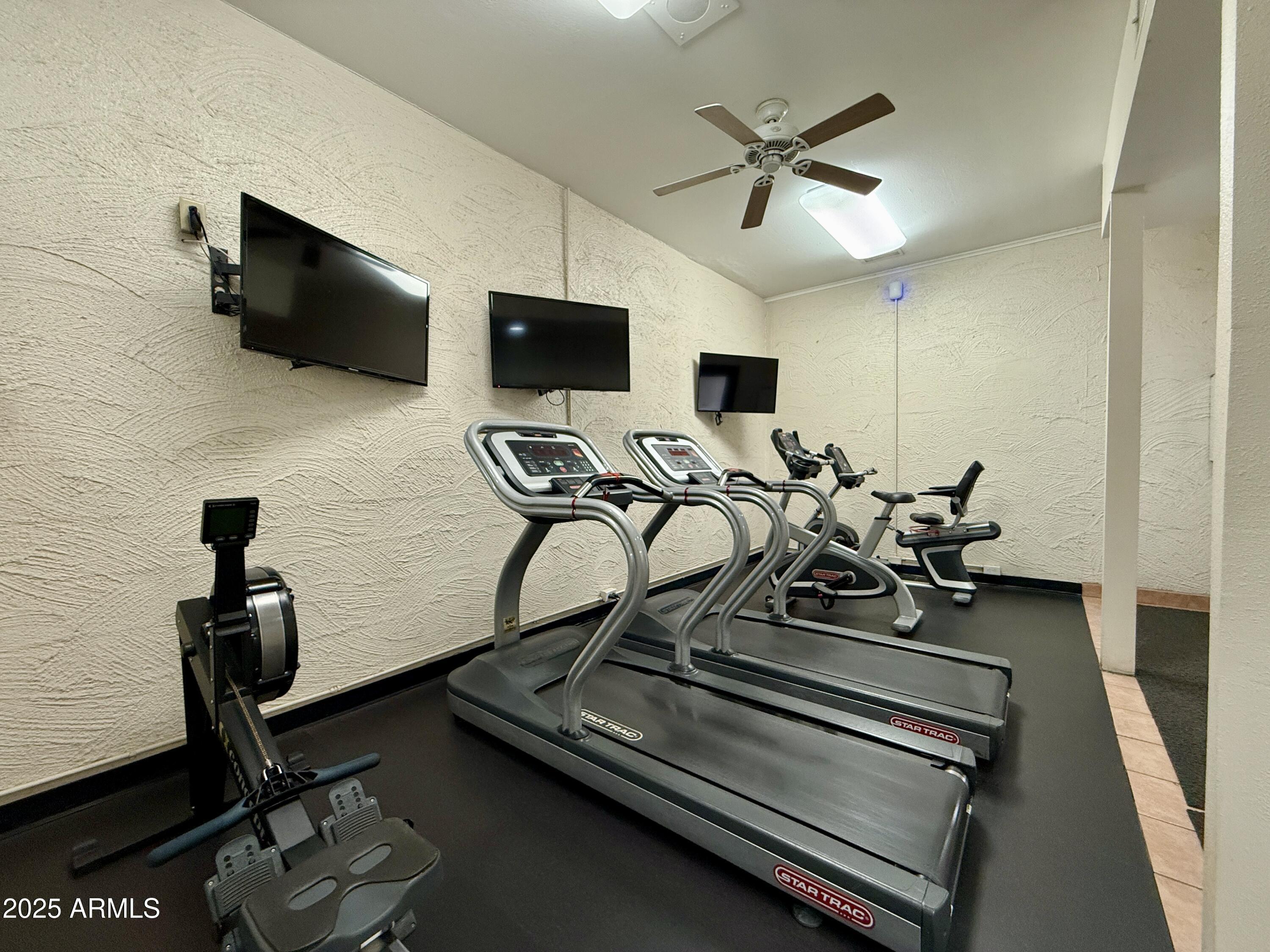 7930 East Camelback Road, Unit 709 Scottsdale, AZ 85251 - Photo 38 of 41 a work room with furniture and a flat screen tv