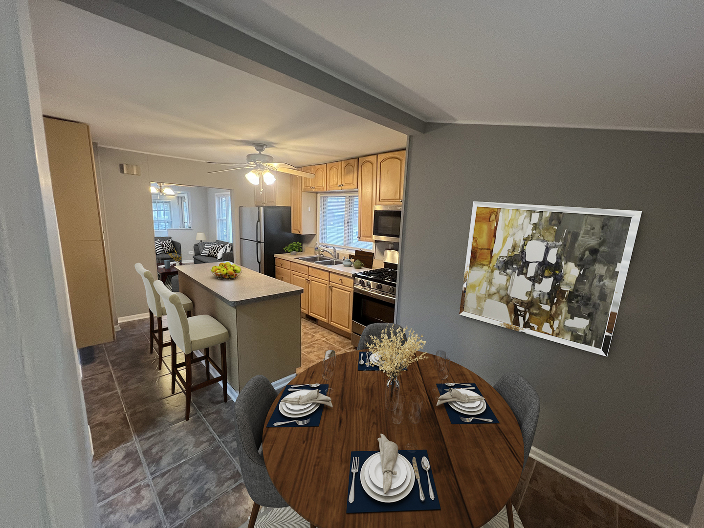 1817 Cora Street Crest Hill, IL 60403 - Photo 13 of 19 a living room with furniture and kitchen view