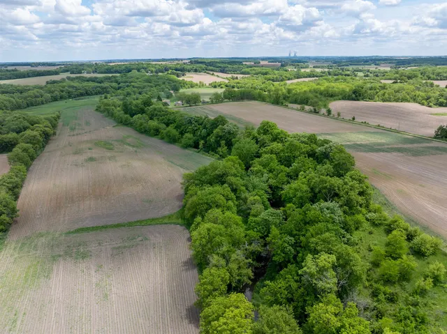 a view of a lake with a city