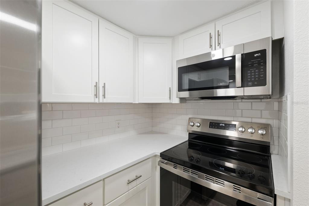 4812 Jasper Drive, Unit 105 New Port Richey, FL 34652 - Photo 20 of 63 a kitchen with a stove and a microwave