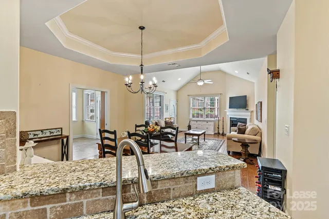 a view of a dining room and livingroom