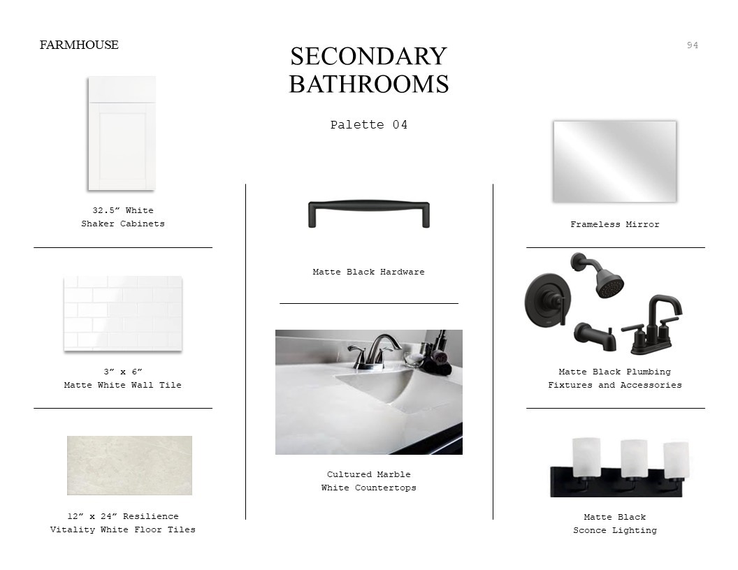 4083 Ranch Home Drive Waller, TX 77484 - Photo 27 of 34 Farmhouse Look Palette 4: Secondary Bathrooms Selection Sheet (*Artist rendering used for illustration purposes only.)