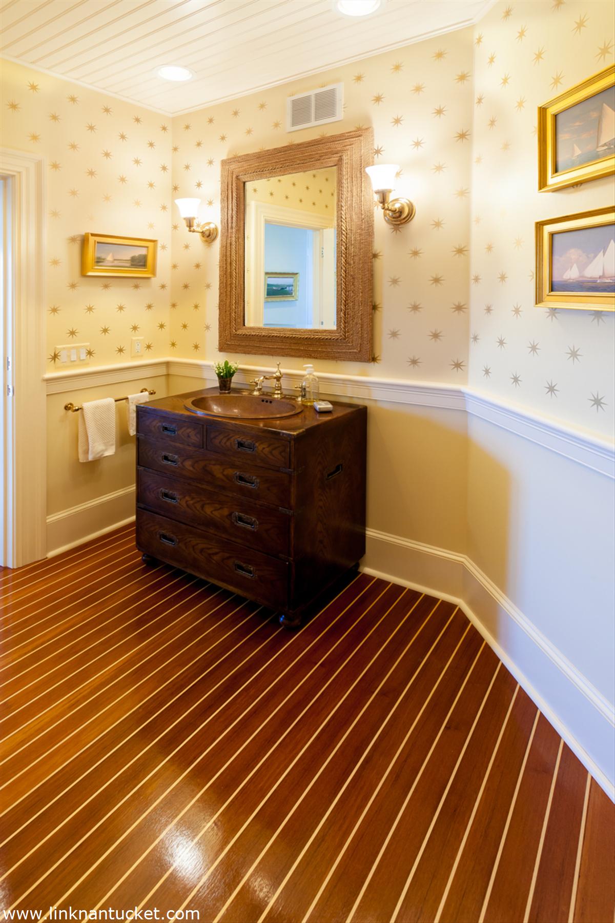 262 Polpis Road Nantucket, MA 02554 - Photo 10 of 32 Powder room with Teak and Holly Floors