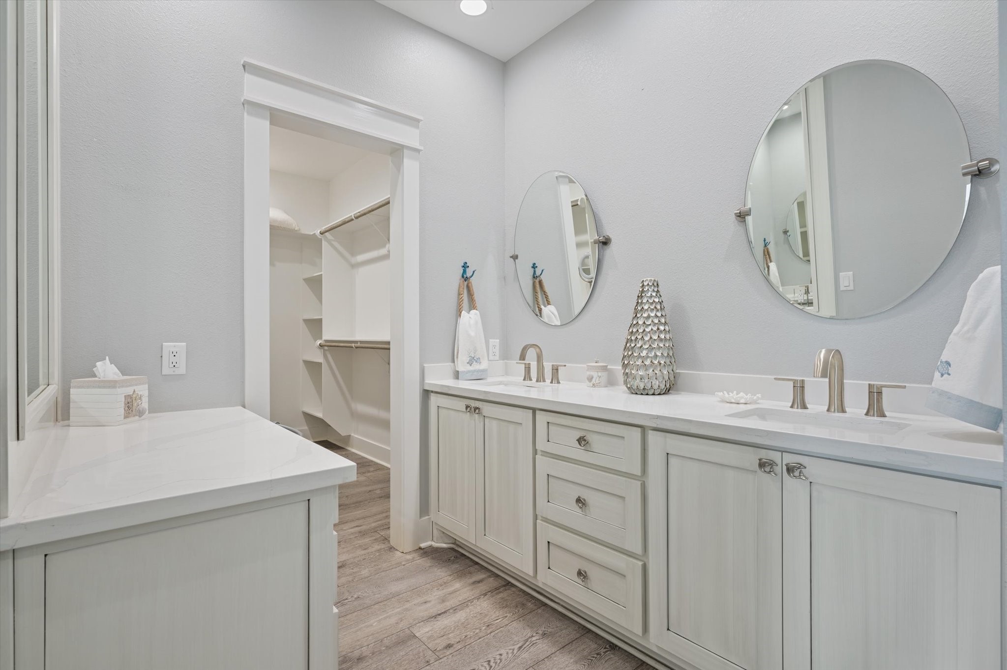 3701 Biscayne Beach Road Port Bolivar, TX 77650 - Photo 38 of 50 a bathroom with a double vanity sink and a mirror