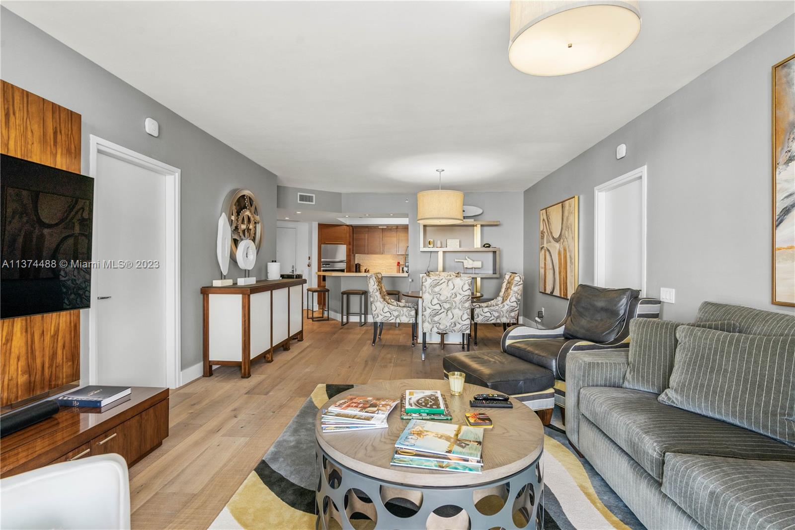 450 Alton Road, Unit 806 Miami Beach, FL 33139 - Photo 13 of 33 a living room with furniture and a flat screen tv
