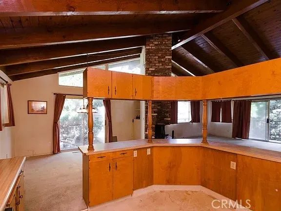 a storage room with shelves