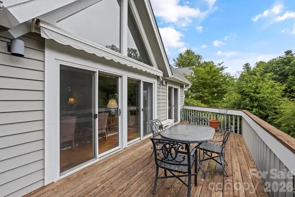 a view of a patio on the deck