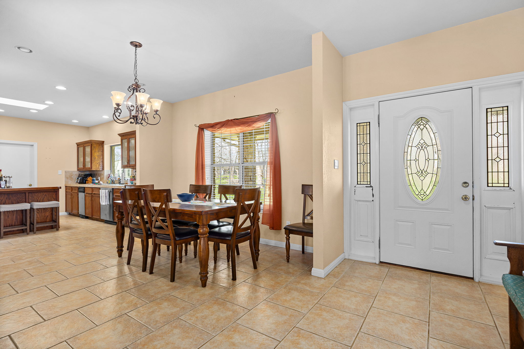 75 County Road 129 Taylor, TX 76574 - Photo 8 of 40 Dining space with a chandelier and light tile patterned floors