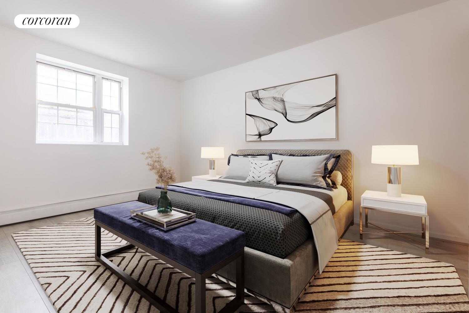 132-36 Pople Avenue, Unit BA Queens, NY 11355 - Photo 5 of 9 a bedroom with a bed and a table