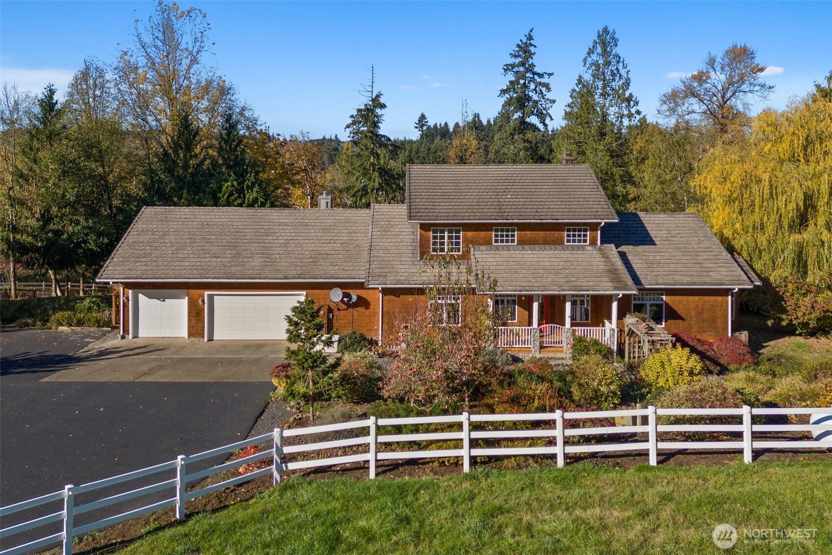 an aerial view of a house