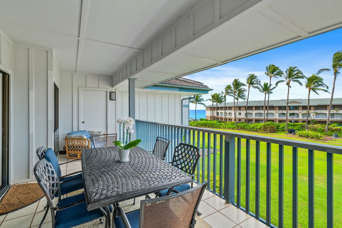 1565 Pe'e Road, Unit 422 Koloa, HI 96756 - Photo 8 of 22 a view of a balcony with furniture