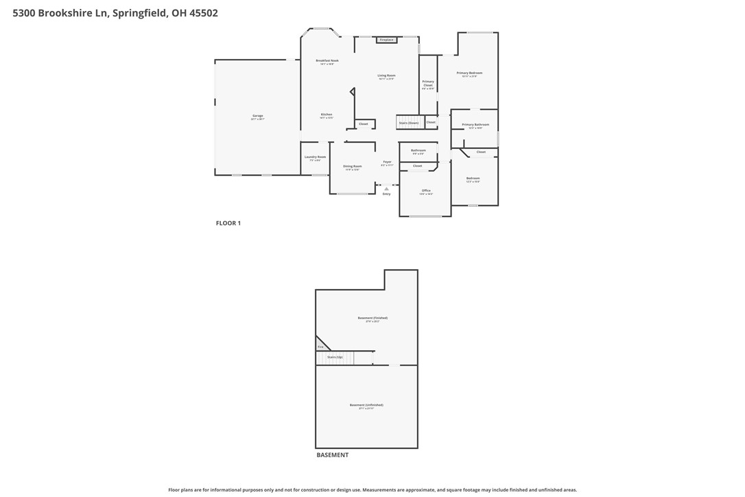 5300 Brookshire Lane Springfield, OH 45502 - Photo 55 of 56 This floor plan highlights a well-organized layout with distinct living zones and a spacious basement.