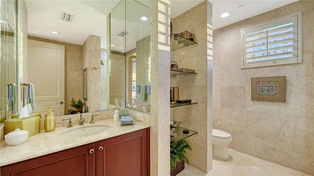 a view of a lake with a city