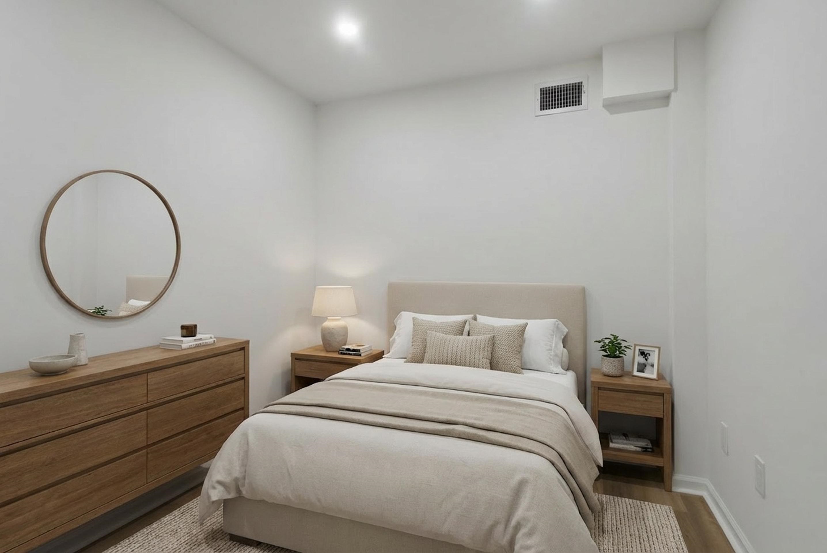 419 5th Street, Unit A Hoboken, NJ 07030 - Photo 5 of 16 a bedroom with bed and a mirror