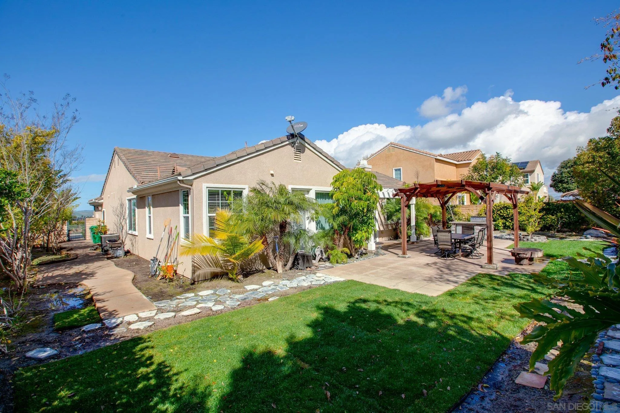 1104 Sagewood Drive Oceanside, CA 92056 - Photo 34 of 46 a view of a patio with table and chairs under an umbrella