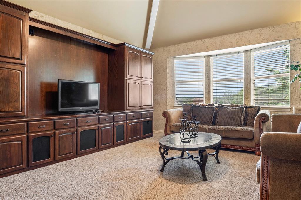 419 East Hickory Ridge Circle Argyle, TX 76226 - Photo 21 of 37 a living room with furniture a flat screen tv and a large window