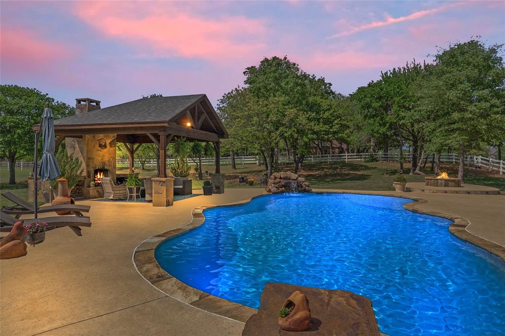 419 East Hickory Ridge Circle Argyle, TX 76226 - Photo 32 of 37 a view of a swimming pool with two chairs in a patio