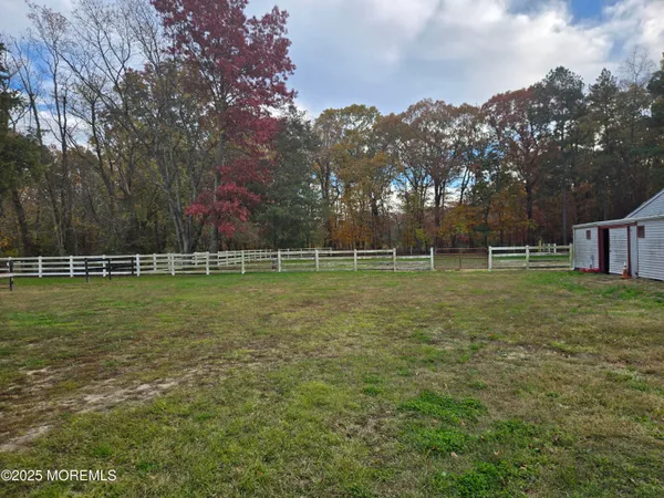 a view of a field with trees