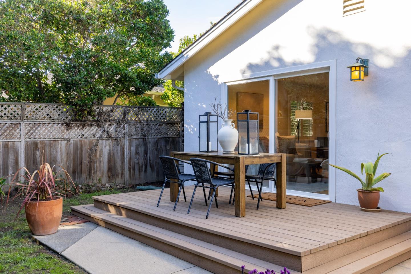26571 Aspen Place Carmel, CA 93923 - Photo 30 of 46 a view of a dinning tables and chairs in the patio