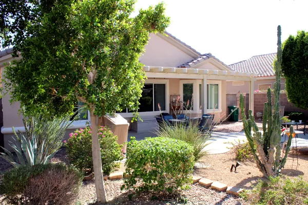 a view of a house with patio