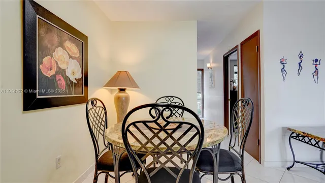 a table and chairs in a room