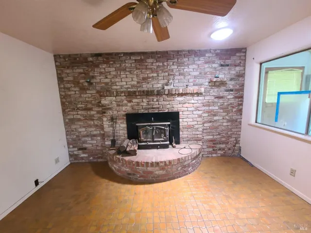 a view of a fireplace in room
