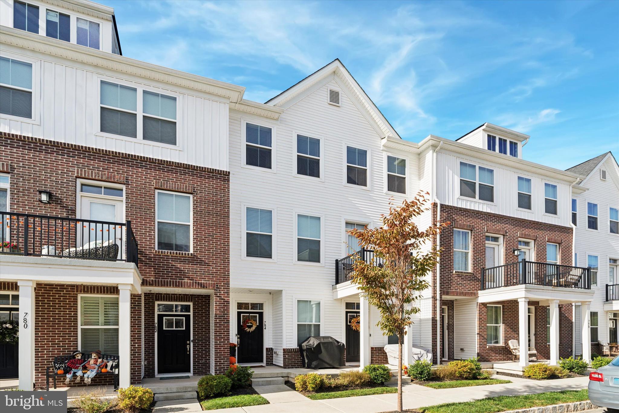 a front view of a building with street view