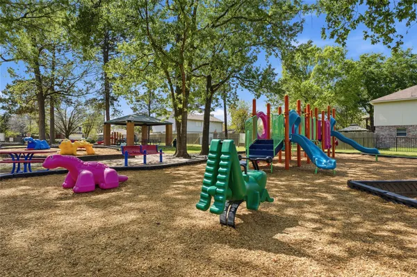 a view of a park with slide