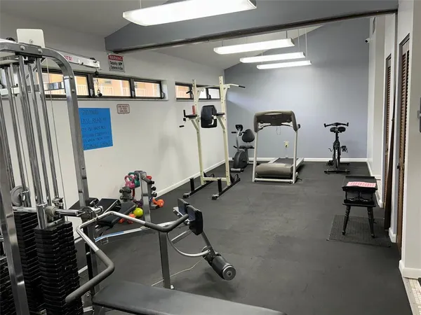 a room with gym equipment