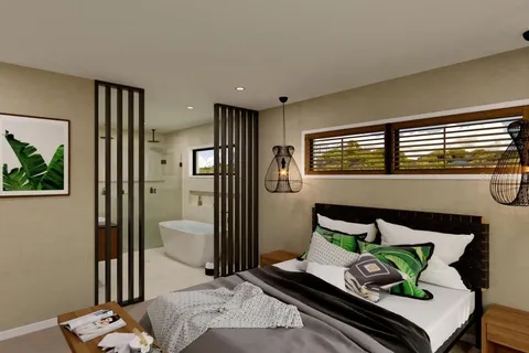 a bedroom with furniture and a window
