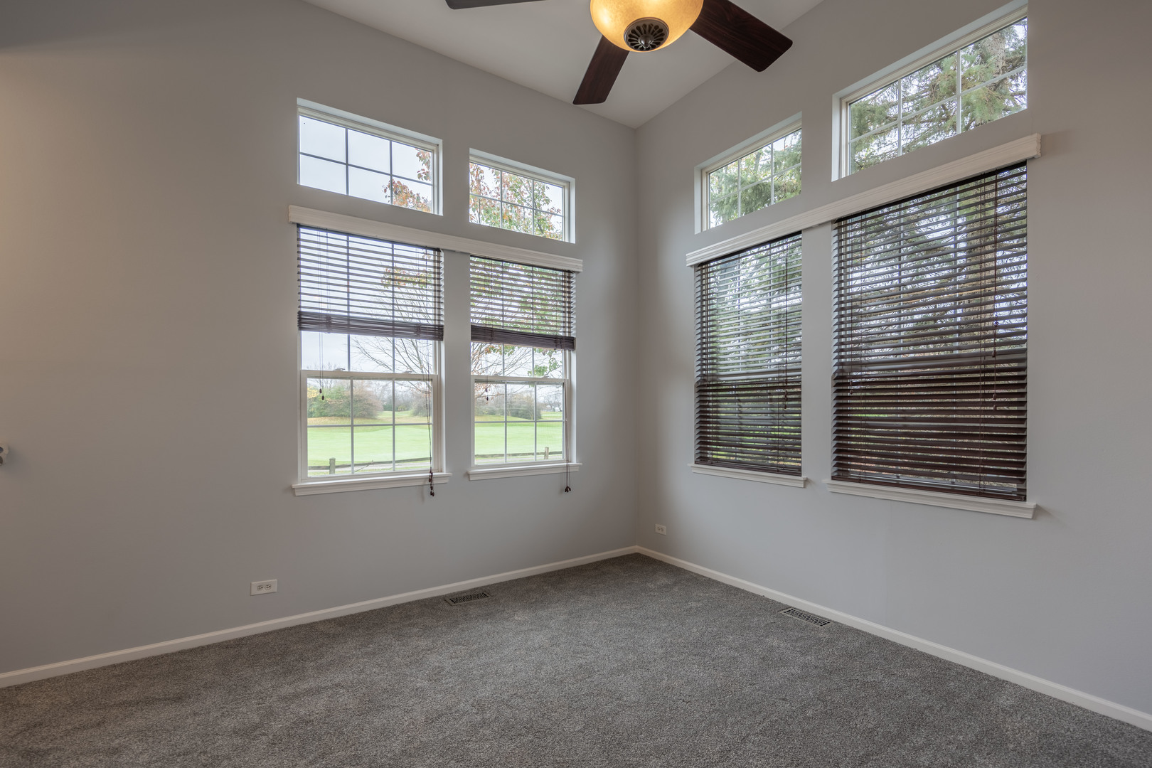 2430 Courtyard Circle, Unit 6 Aurora, IL 60506 - Photo 5 of 28 an empty room with chandelier fan and windows