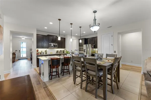 a view of a dining area with furniture