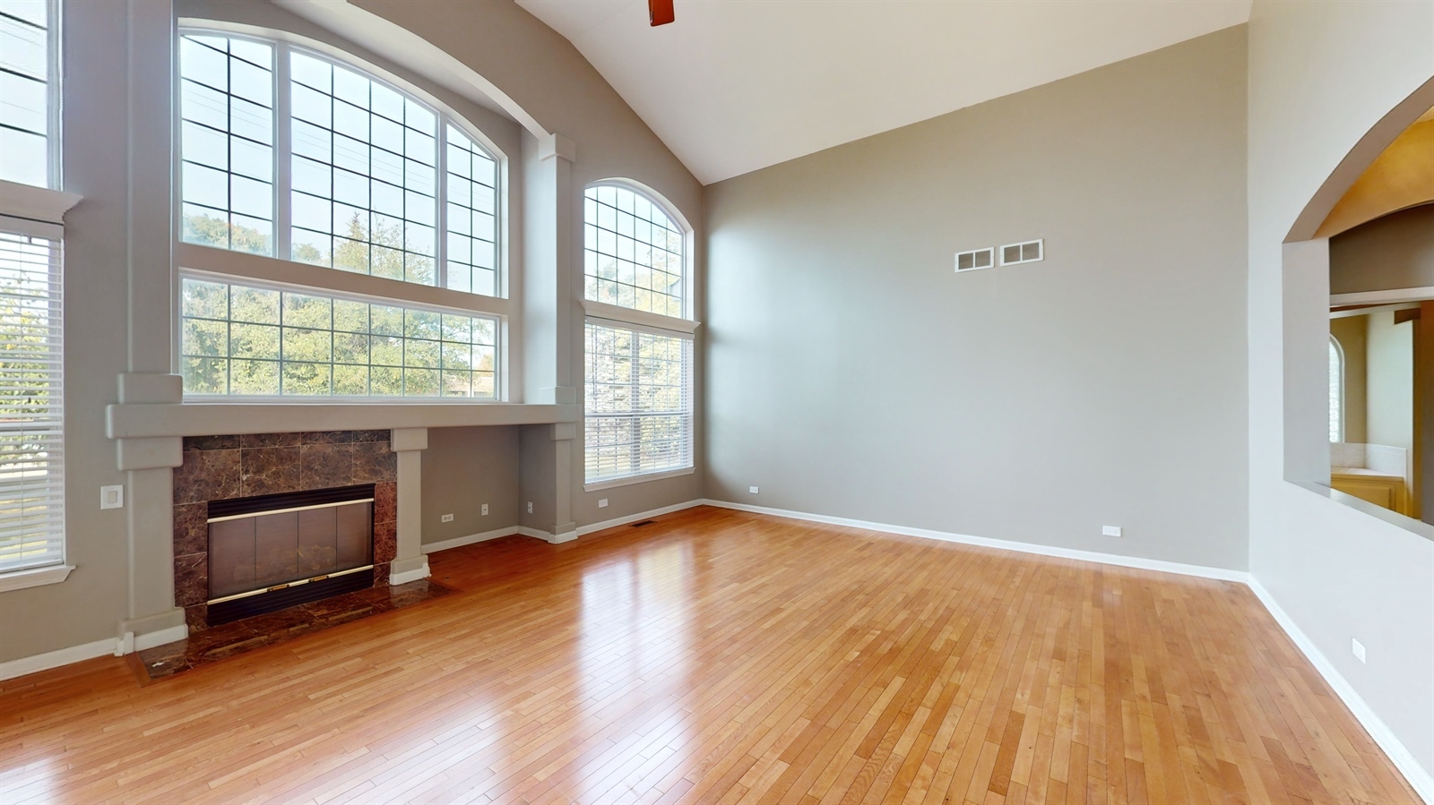 627 Conestoga Road Naperville, IL 60563 - Photo 2 of 46 an empty room with windows wooden floor and windows