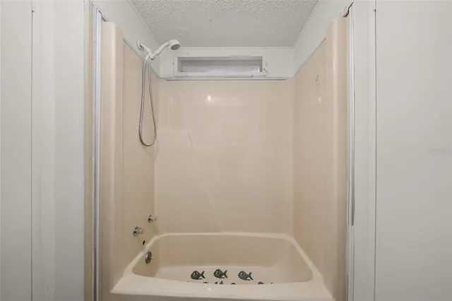 a bathroom with a bathtub