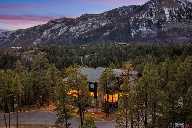a view of a house with a mountain