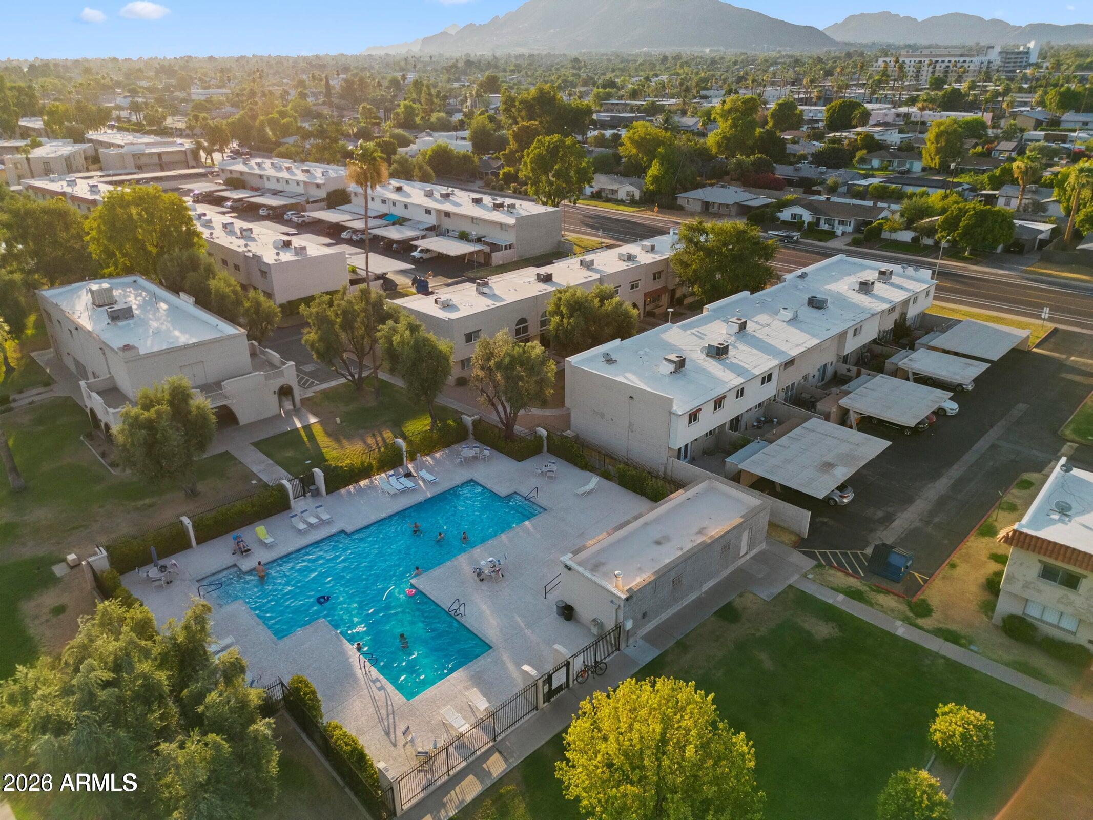 6909 East Osborn Road, Unit A Scottsdale, AZ 85251 - Photo 28 of 33 an aerial view of a residential houses with outdoor space