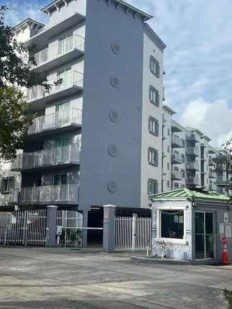 a front view of a multi story building