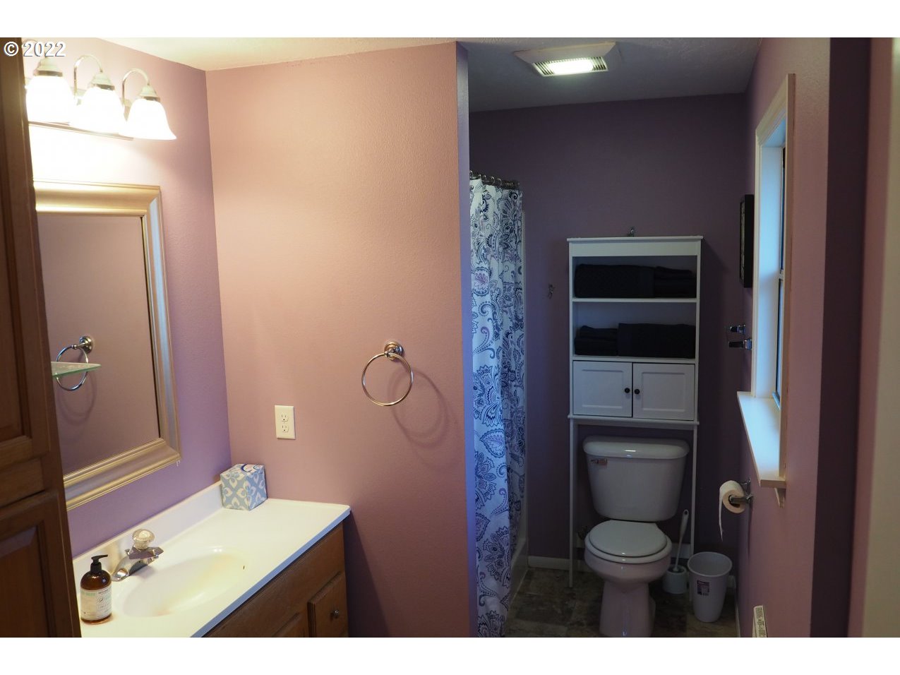 1429 M Street Springfield, OR 97477 - Photo 10 of 16 a bathroom with a toilet a sink and mirror