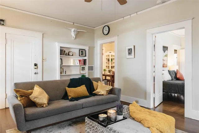 a living room with furniture and a couch