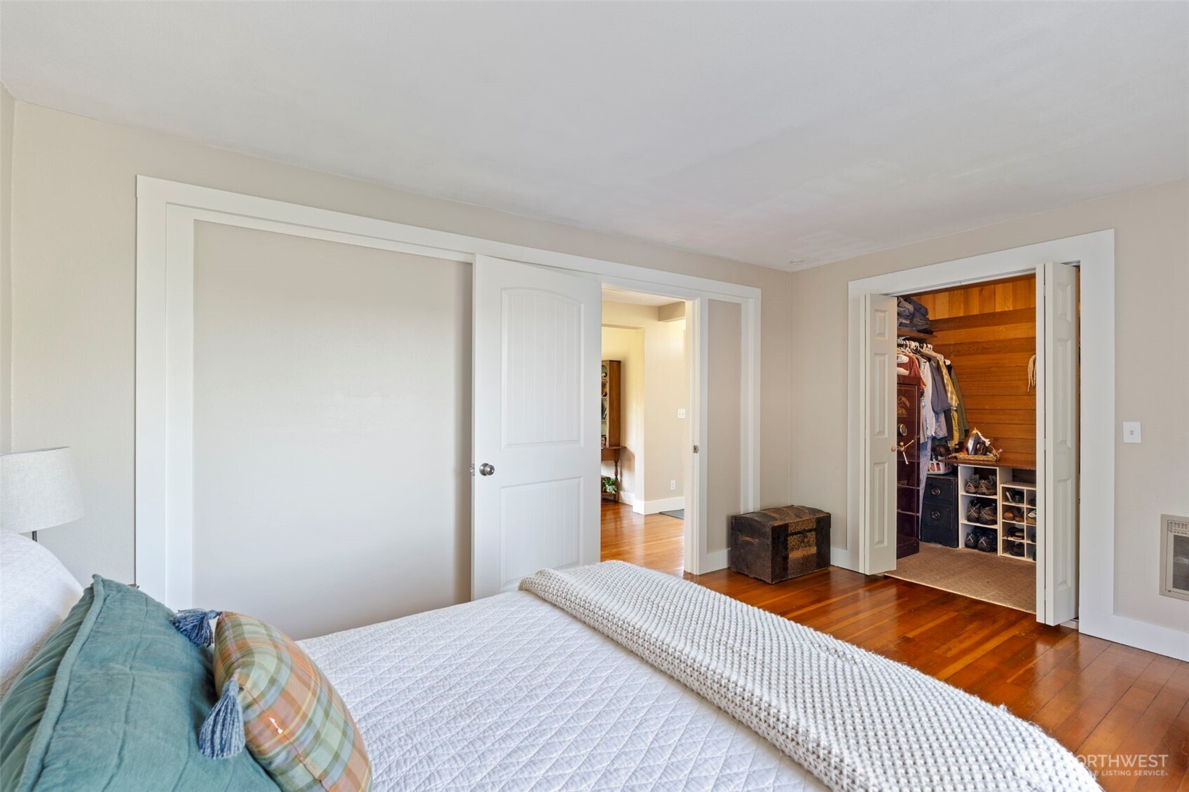 2118 Gallagher Road Centralia, WA 98531 - Photo 5 of 40 a bedroom with a bed and wooden floor
