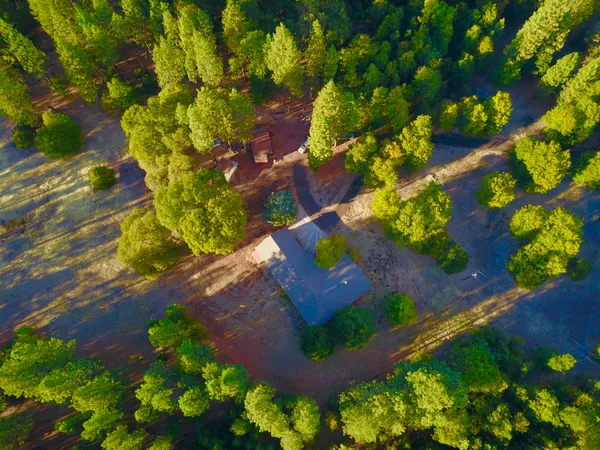 an aerial view of a house