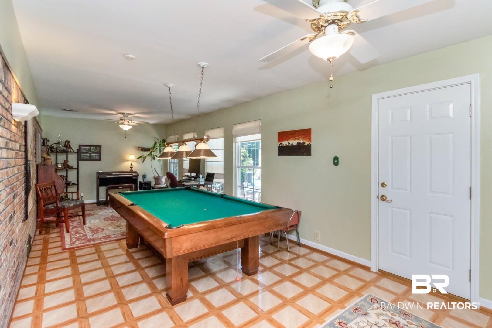 8220 Fordham Road Mobile, AL 36619 - Photo 13 of 41 Rec room featuring light floors, baseboards, a ceiling fan, and pool table