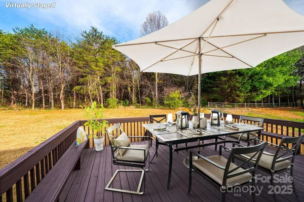 an outdoor view with patio