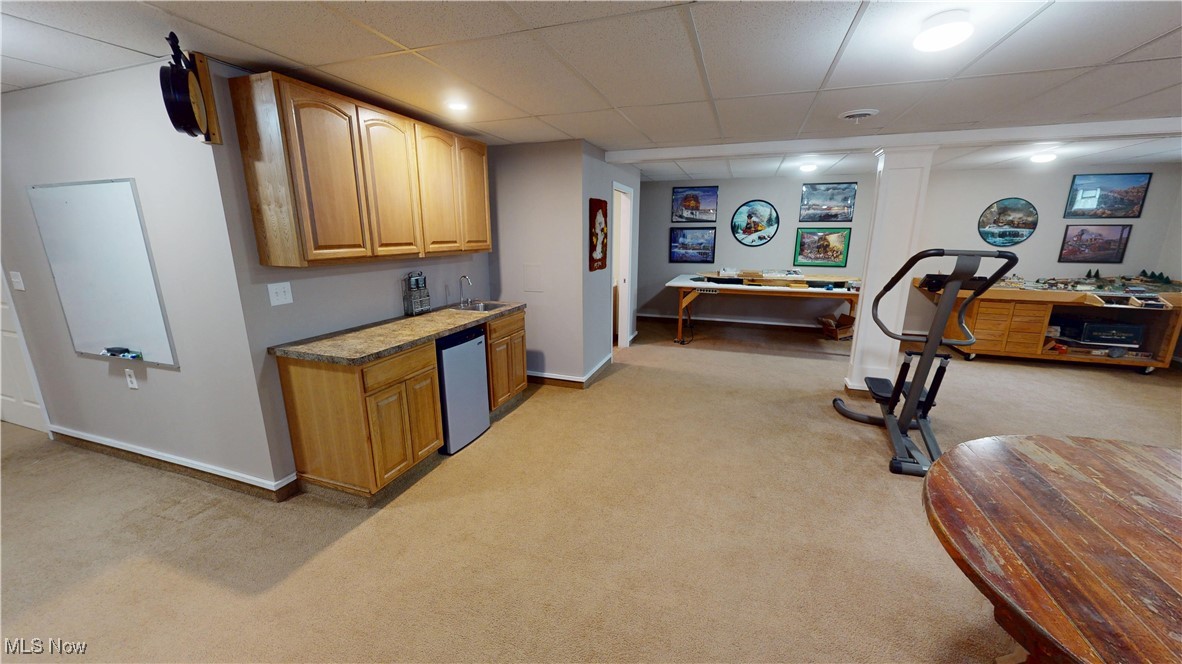 10323 Smith Road Litchfield, OH 44253 - Photo 37 of 50 Kitchen with a paneled ceiling, a sink, light colored carpet, and stainless steel dishwasher