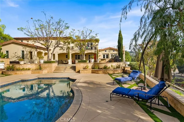 a building outdoor space with patio furniture