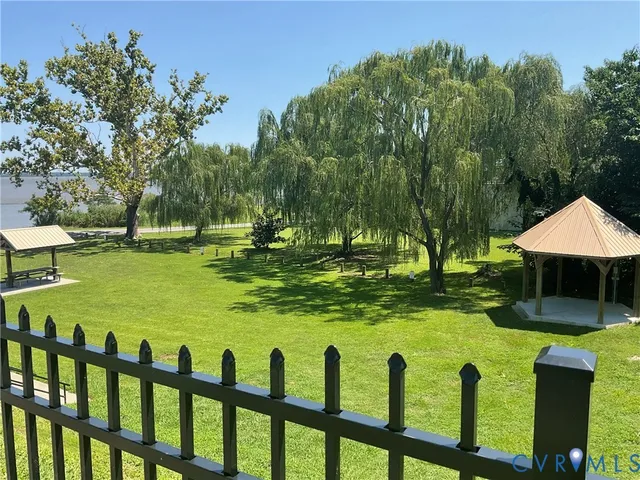 a view of a garden with an outdoor space