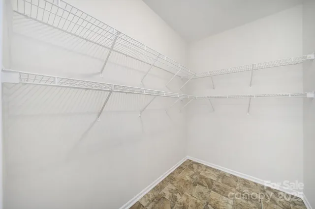 a white house with a small yard plants and large tree